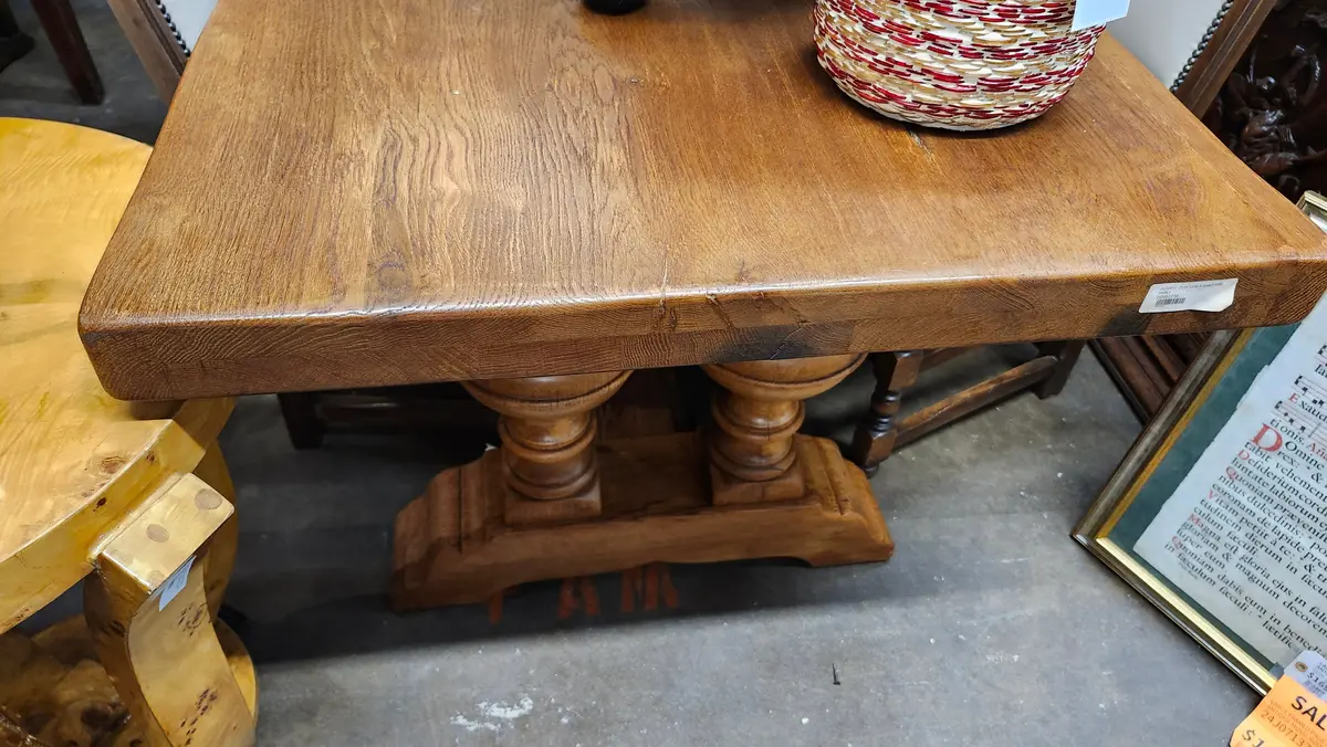 Double Pedestals Oak Farm Table 1