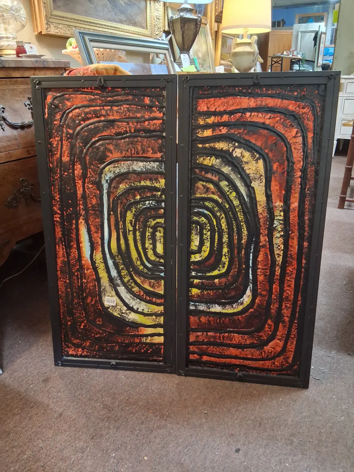 Pair Of Art Glass Modern Window Panels 1