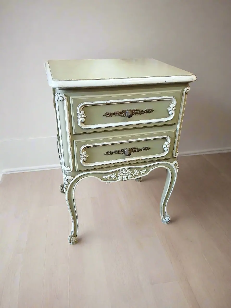 Louis Xv Green And White Two Door Nightstand 1