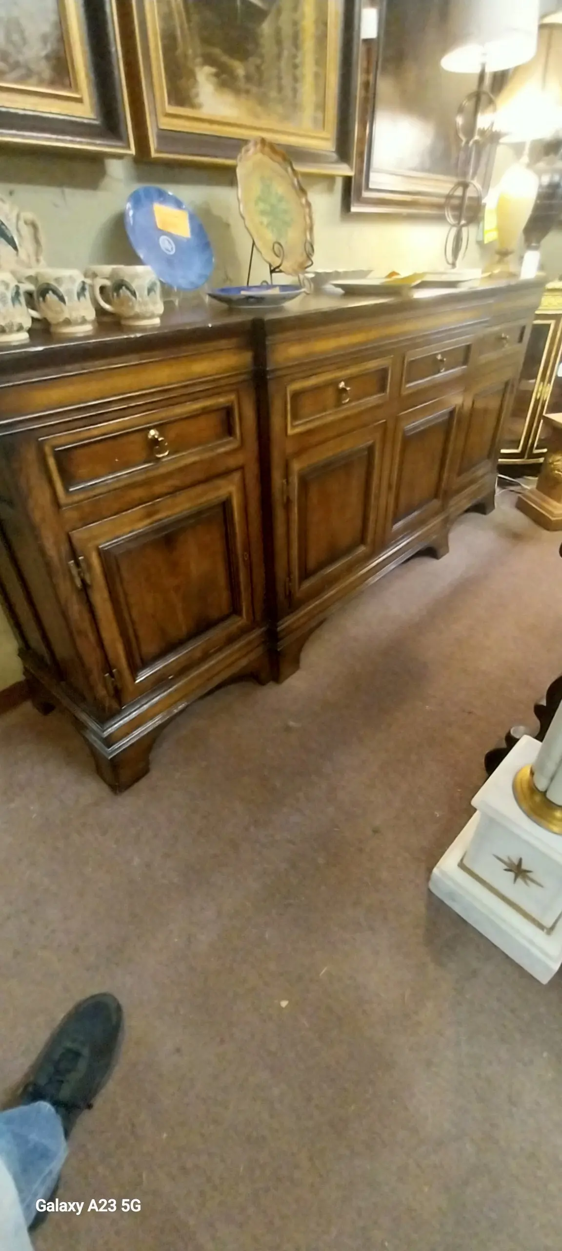 Rustic Dark Oak Sideboard With Flared Feet 1
