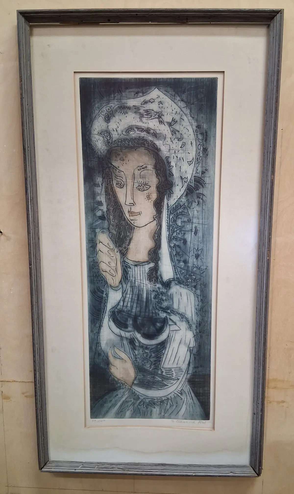 Vertical Print Of English Lady As Found -Signed 1
