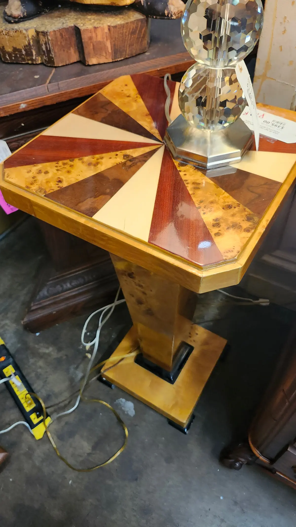 Pair Of Art Deco Bird's Eye Maple Pedestals With Inlaid Tops 1