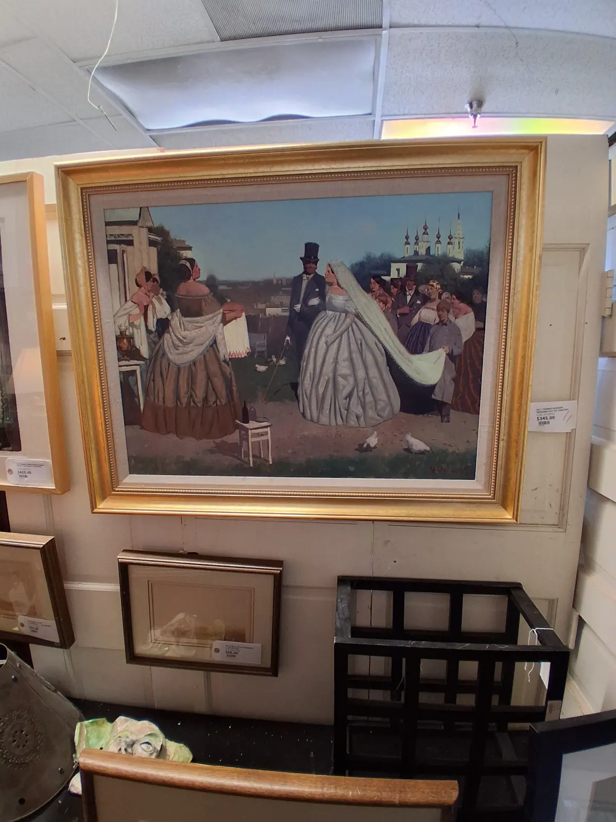 Gilt Framed Russian Wedding Day Oil Painting 1