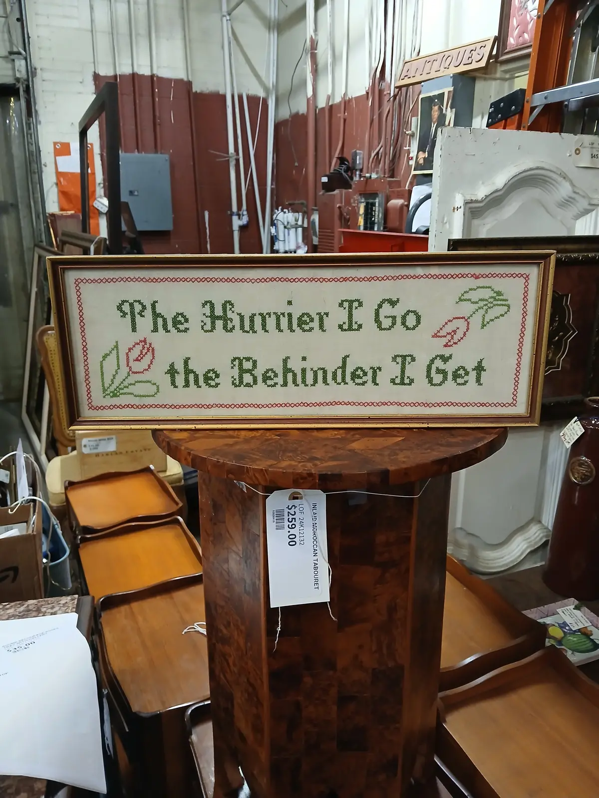 The Hurrier I Go The Behinder I Get Needlepoint 1