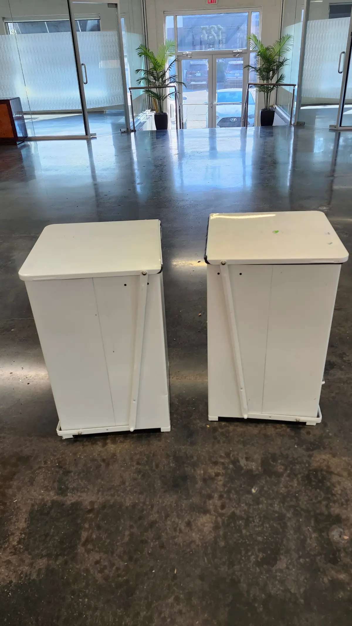 Pair Of Metal White Hampers 1