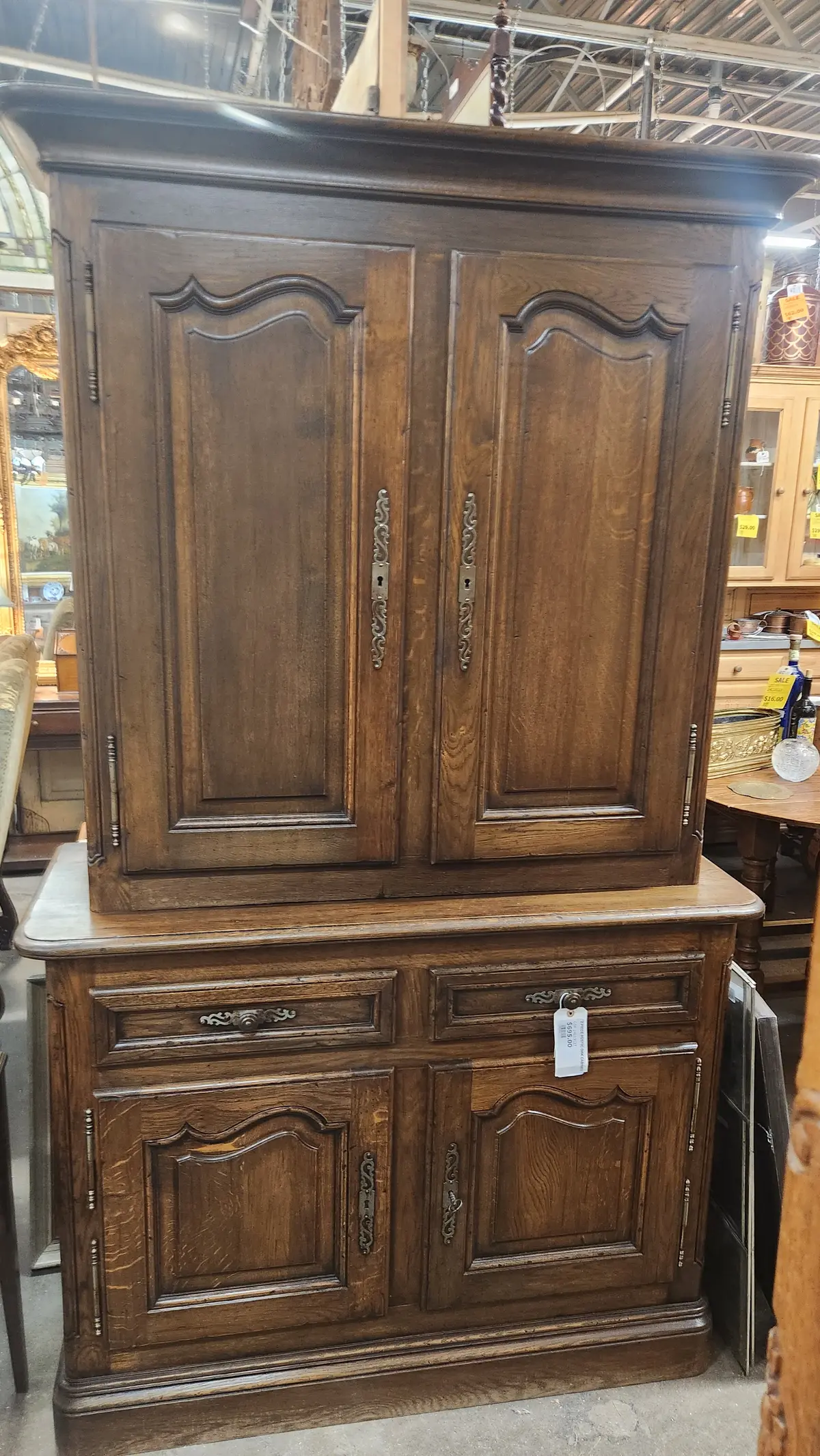 2 Piece Rustic Oak Cabinet 1