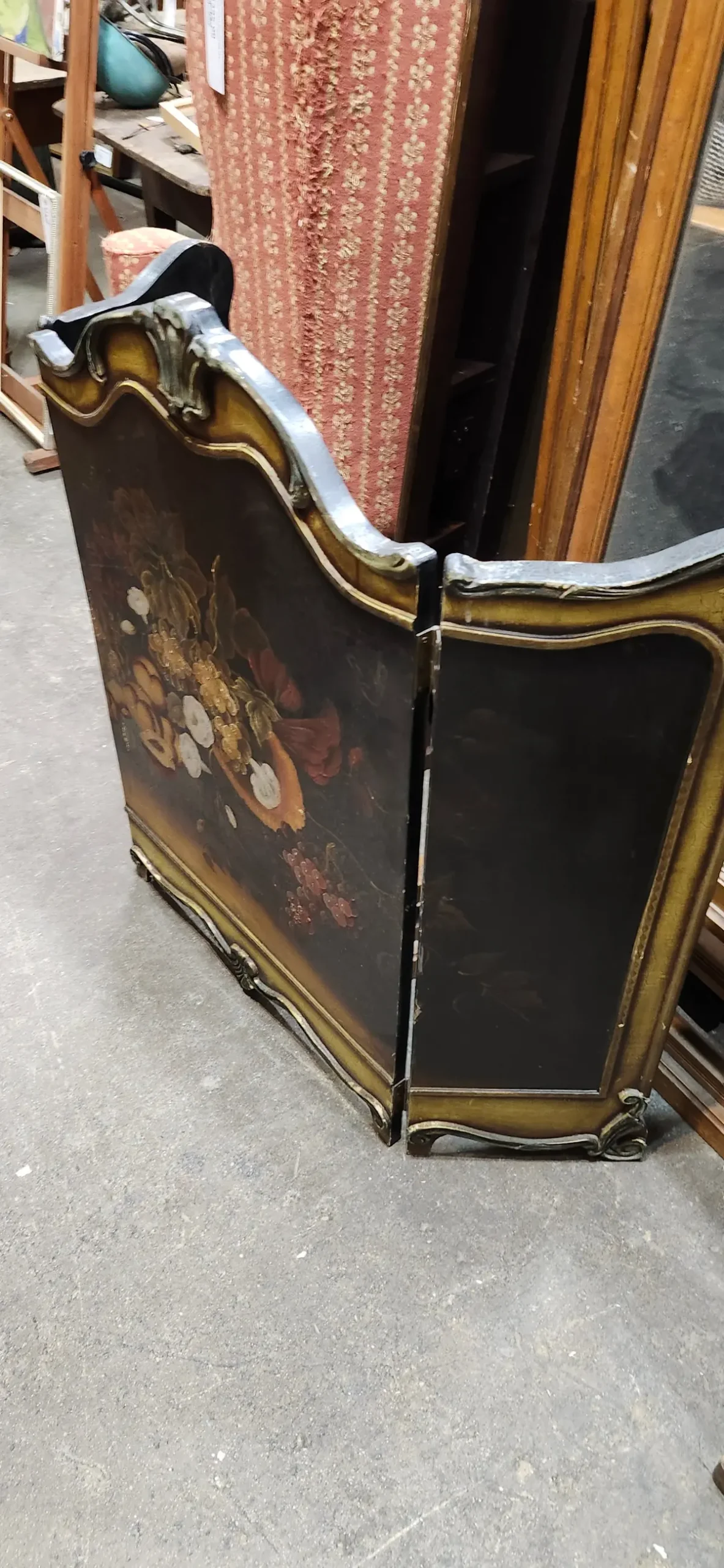 Low Floral Painted Fire Screen 1