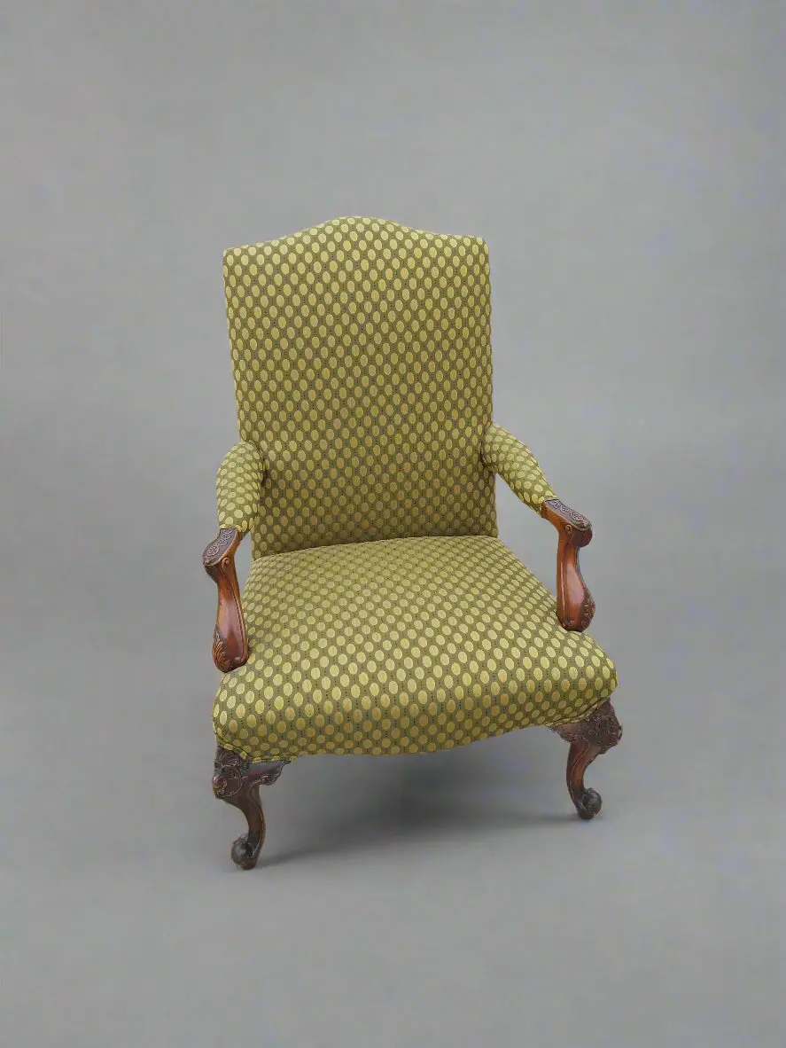 Green Upholstered Regence Style Arm Chair 1