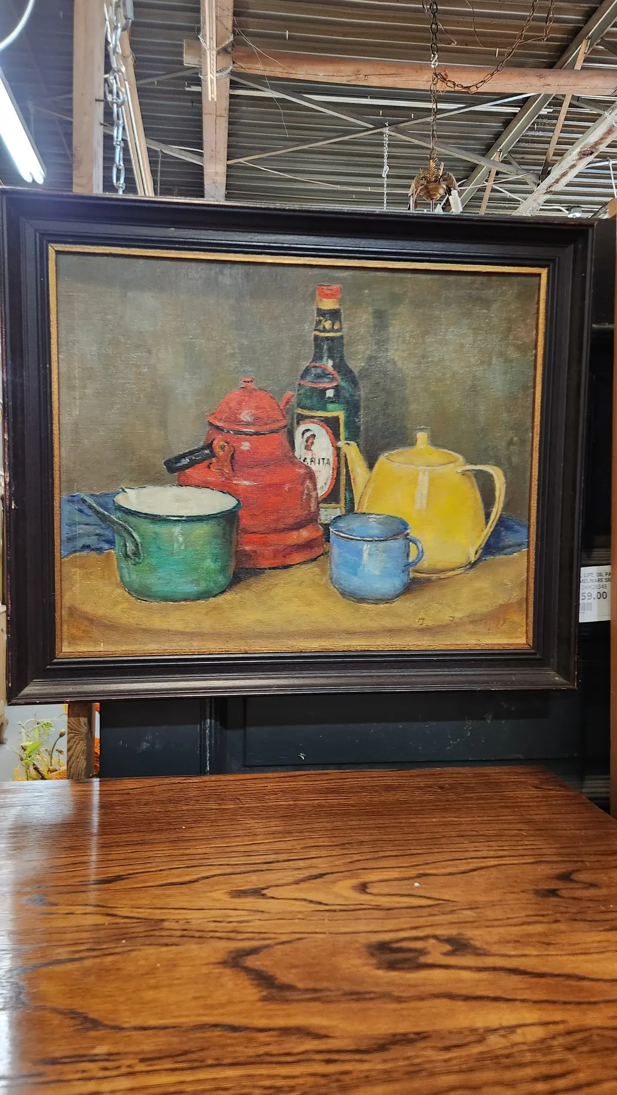 Still Life  Oil Painting With Enamelware Signed Zoon 1