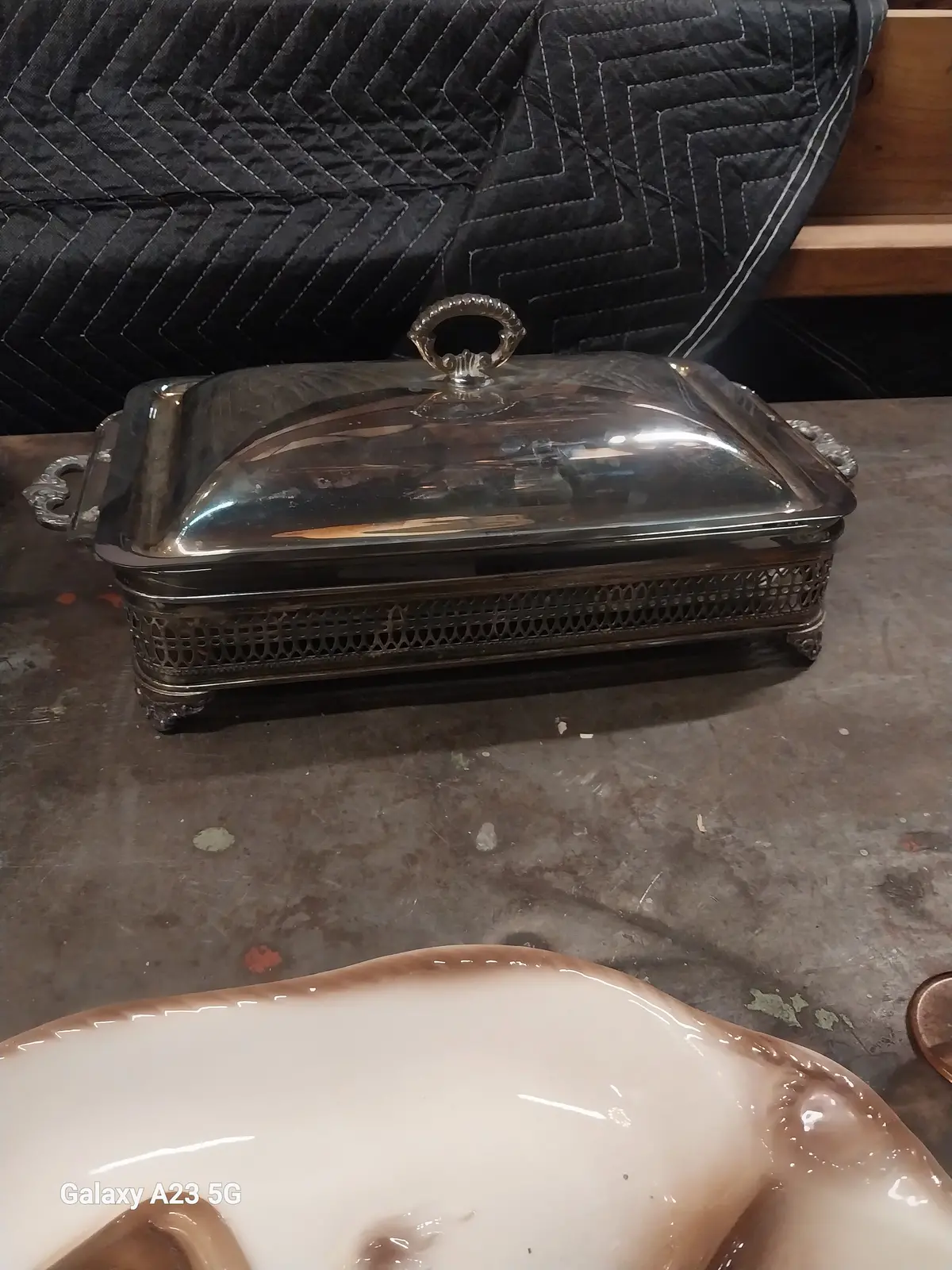 Silver Plate  Rectangular Covered Casserole With Glass Dish 1