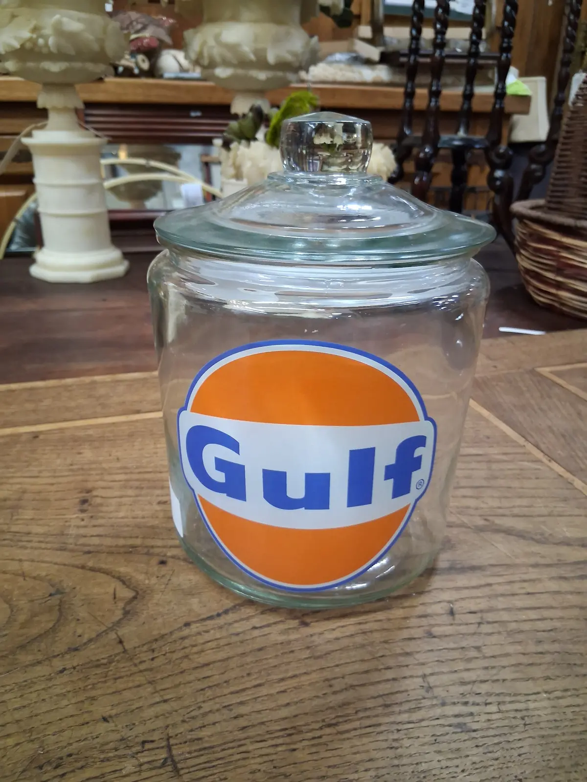 Gulf Oil Advertising Glass Cookie Jar 1