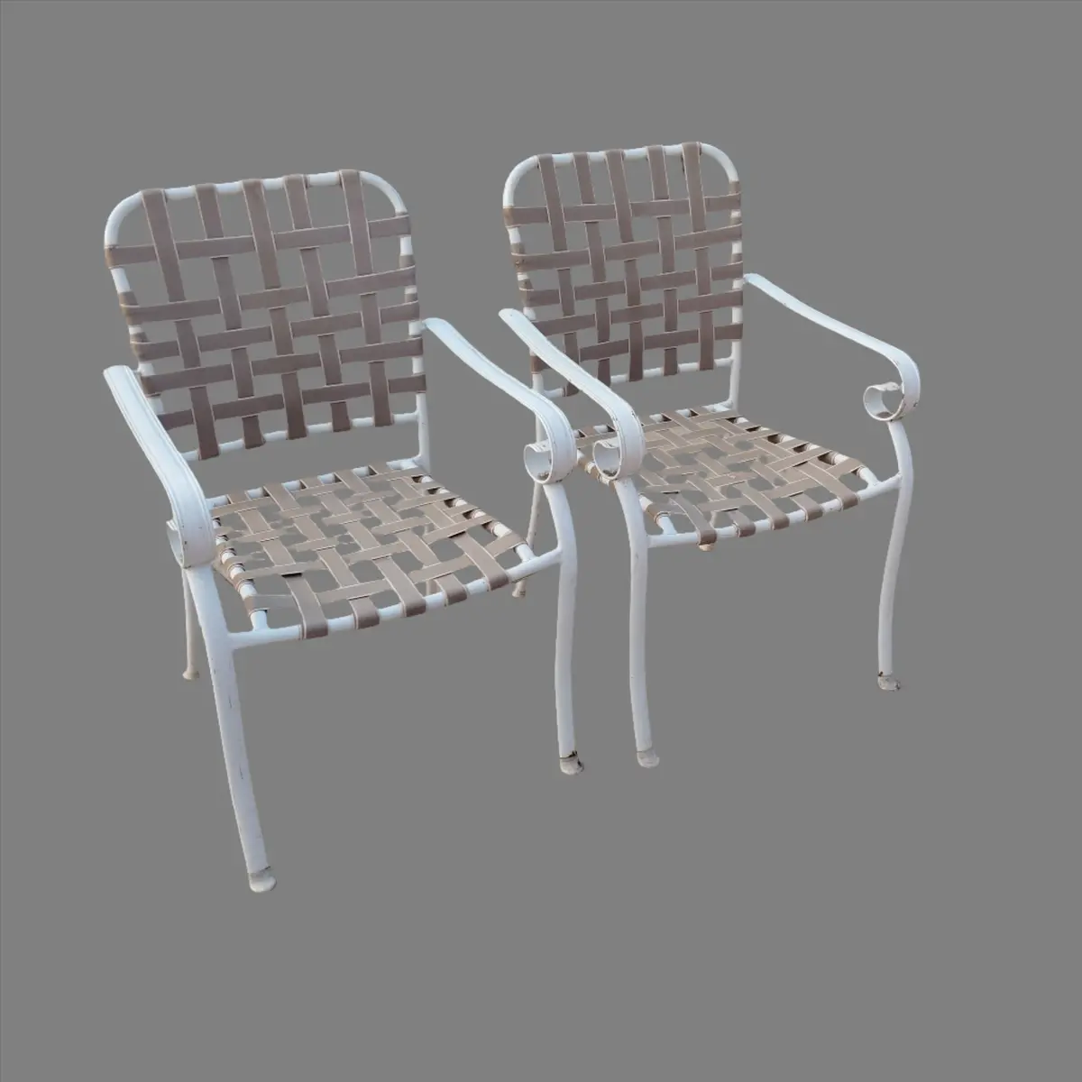 Pair Of Tubular Iron Lawn Chairs 1
