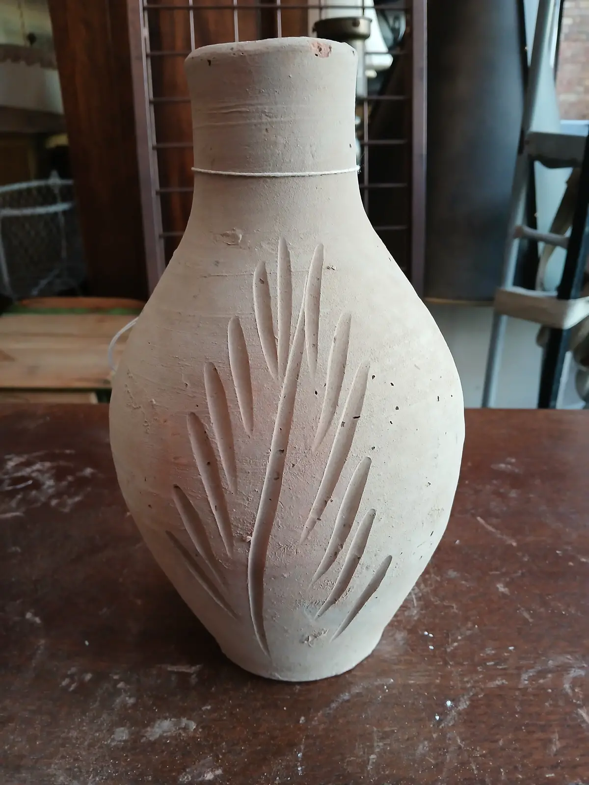 Terra Cotta Vase With Olive Branch Design 1