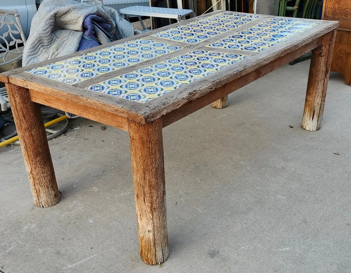 Large Pine Tile Top Table 1