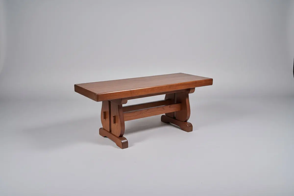 Thick Top Oak Trestle Coffee Table 1