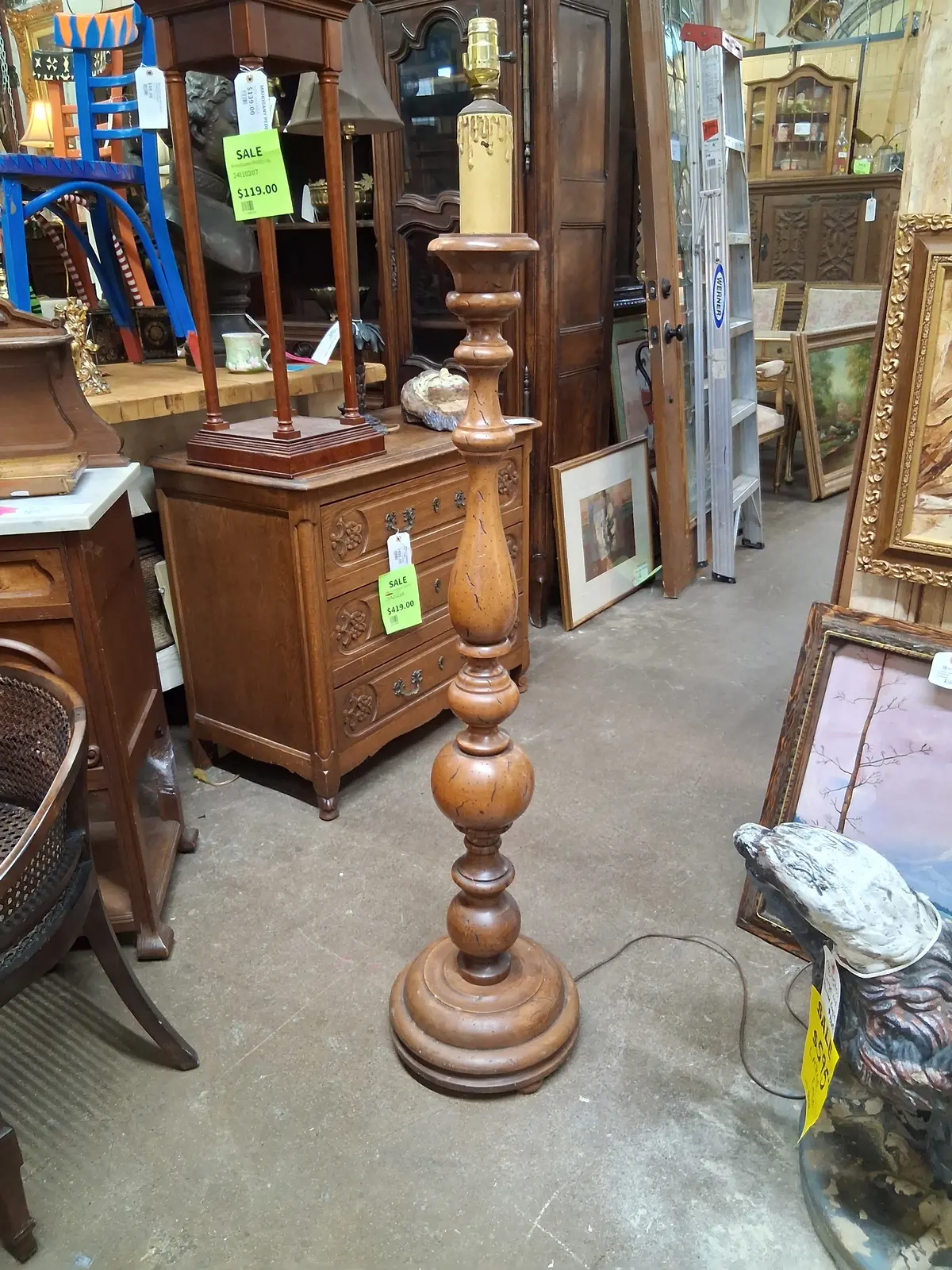 Alder Wood Turned Floor Lamp 1