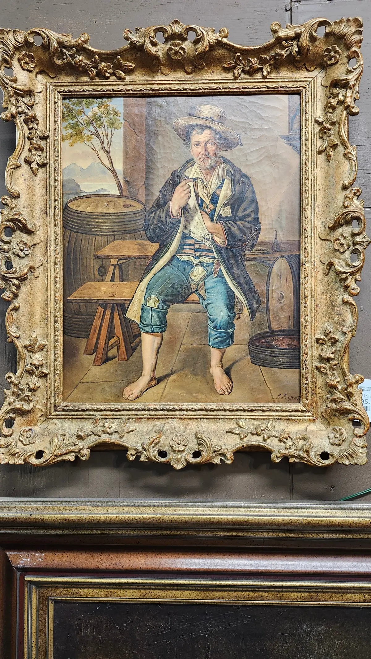 Italian Oil On Canvas Of A Tatterdemalion - Signed Grisso & Dated 1855 1