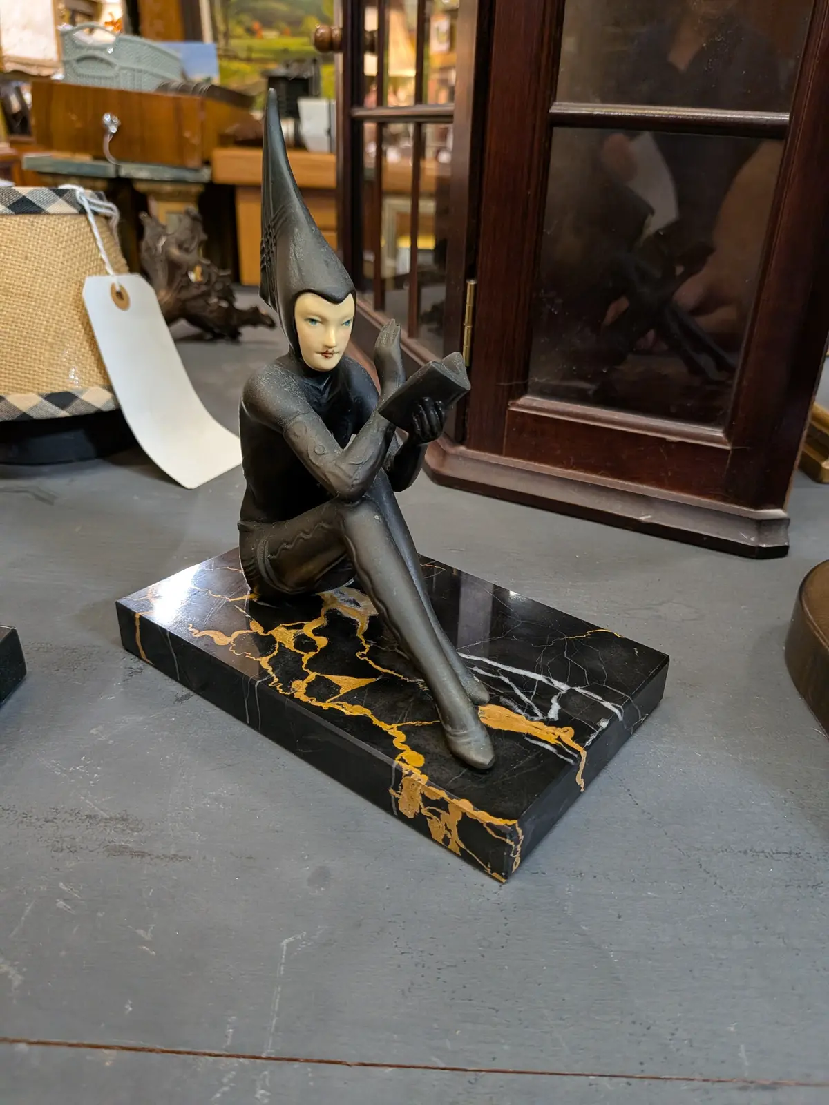 Art Deco Bronze Woman Reading Figure 1