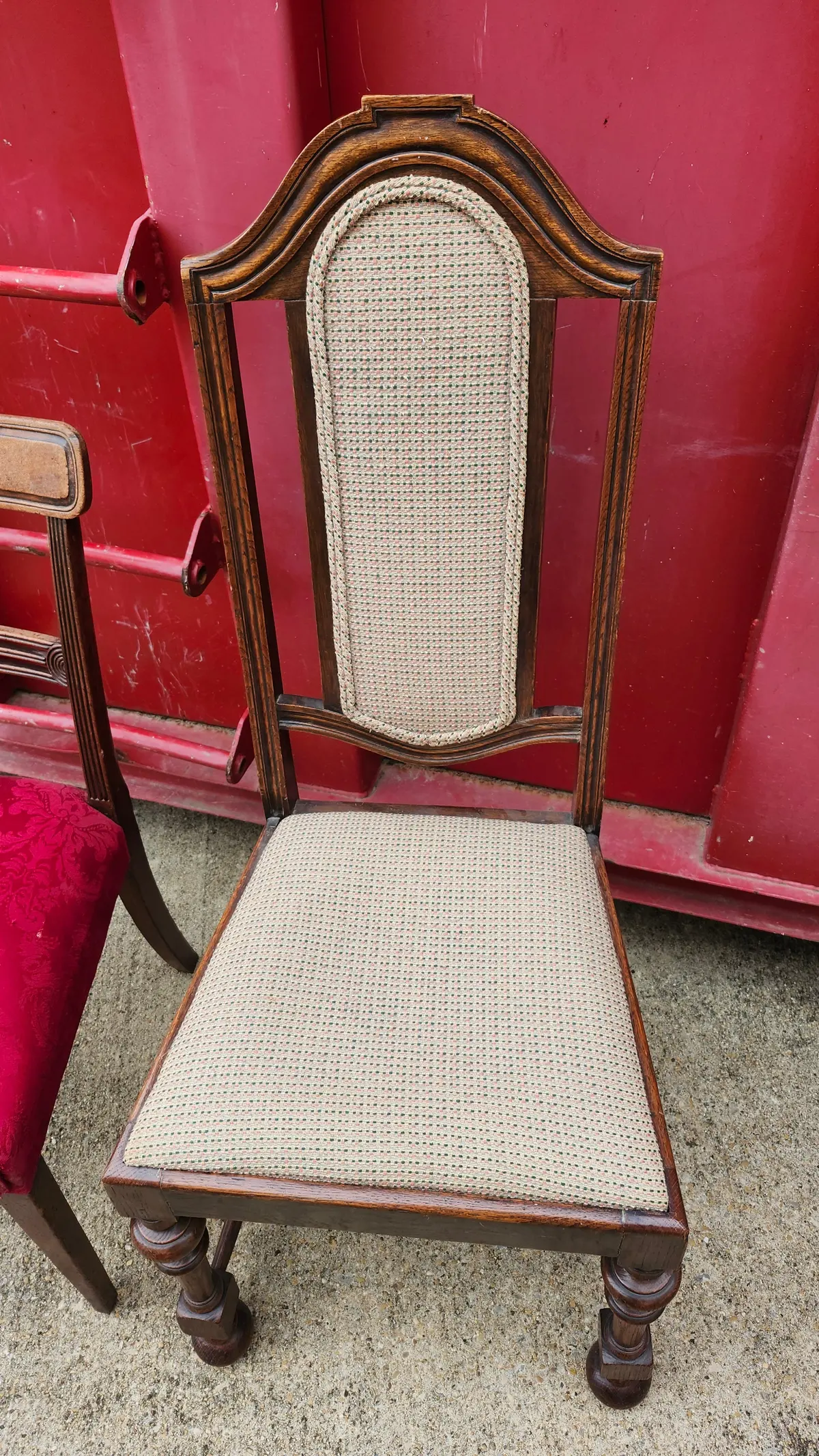 Oak Desk Chair With Fabric Insert Back 1