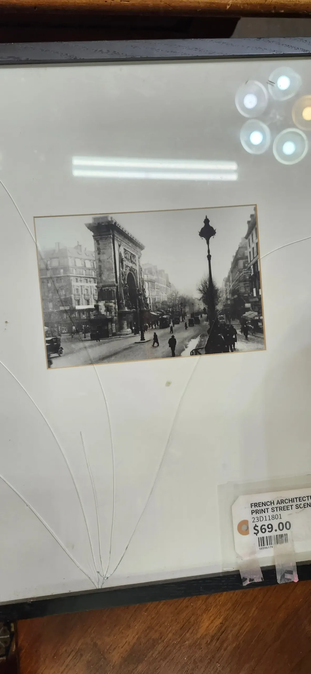 French Architectural Print Street Scene As Is 1