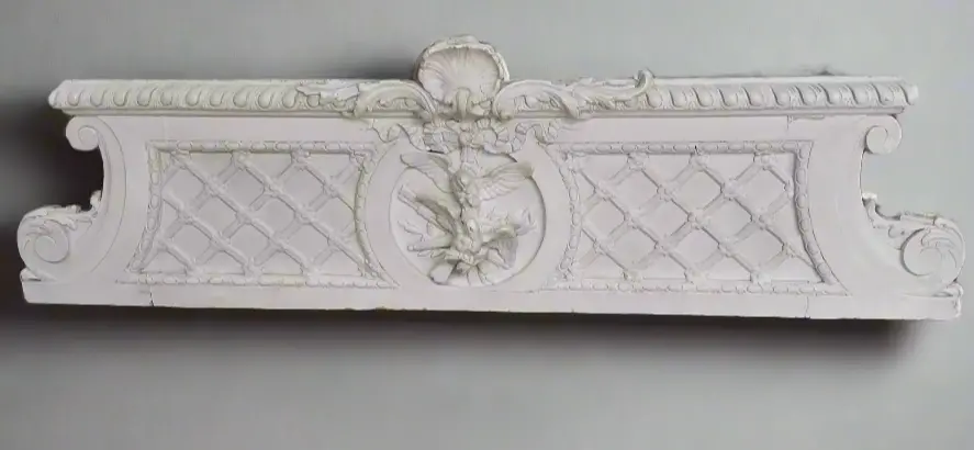 Louis Xv Painted Chalk Pediment With Bird 1