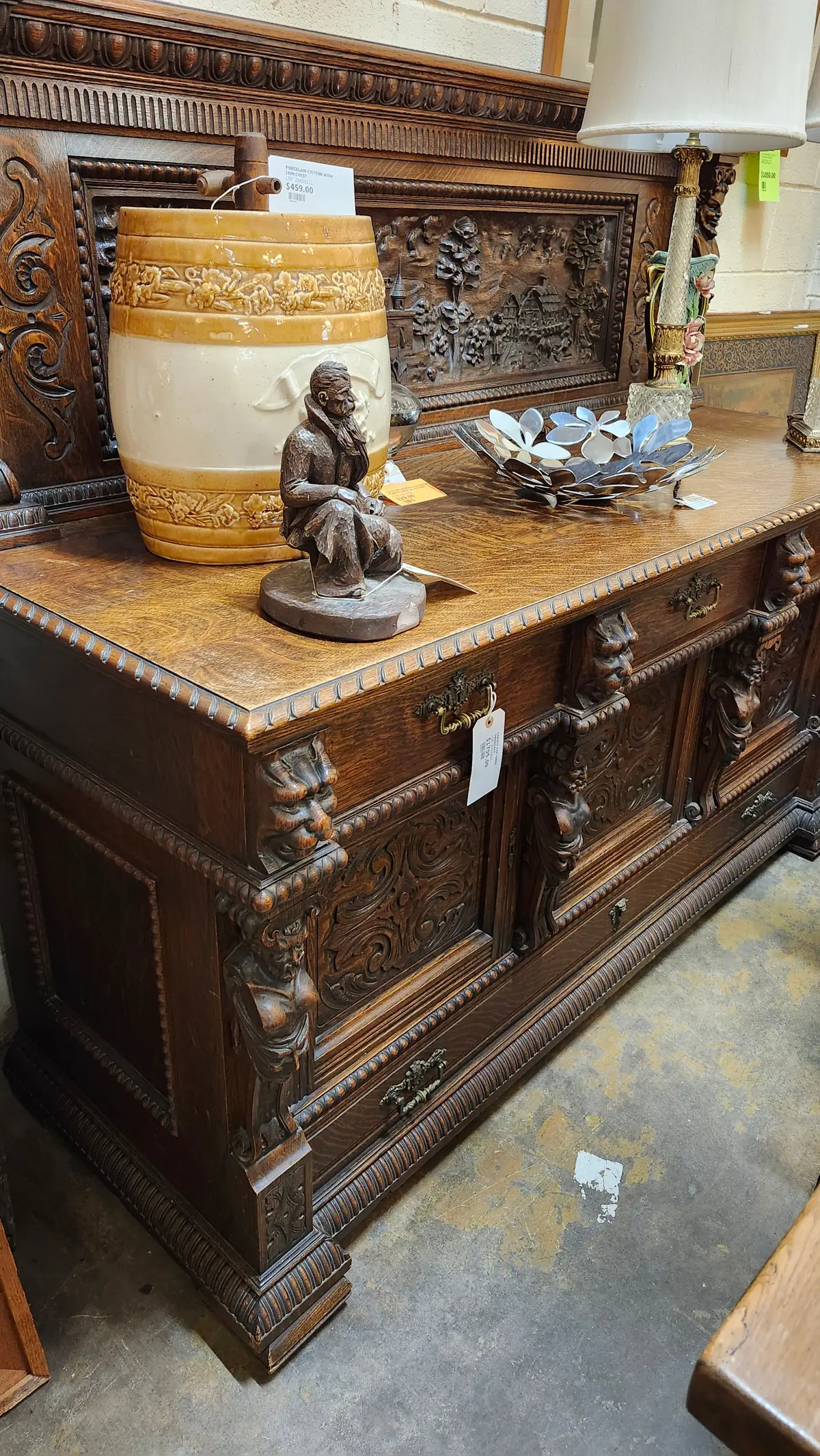 Carved Oak 1880'S Sideboard 1
