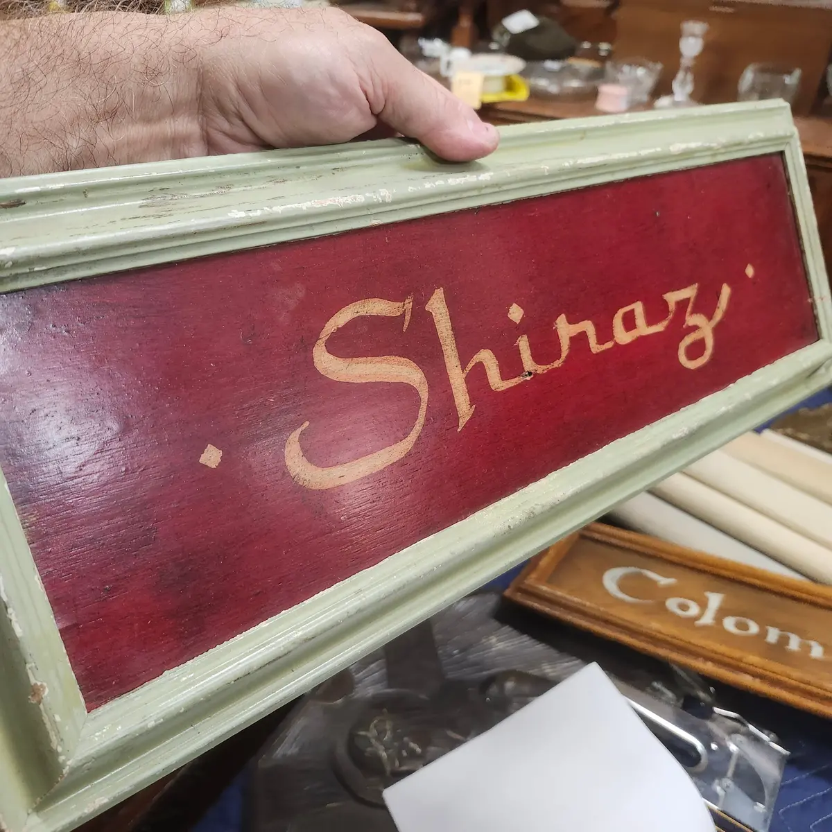 Shiraz Wood Hand Painted Wine Name Placque 1