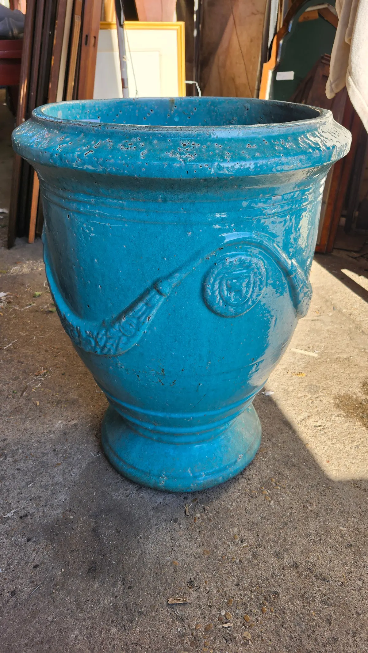 Turqouise Large Planter Festooned 1