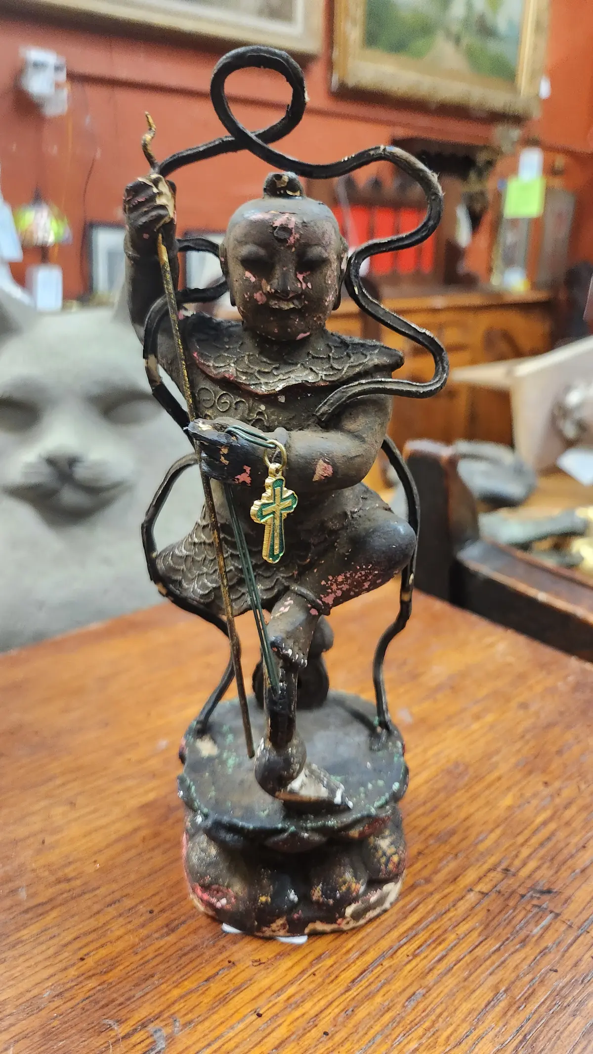Small Dark Statue Of Ne Zha 1