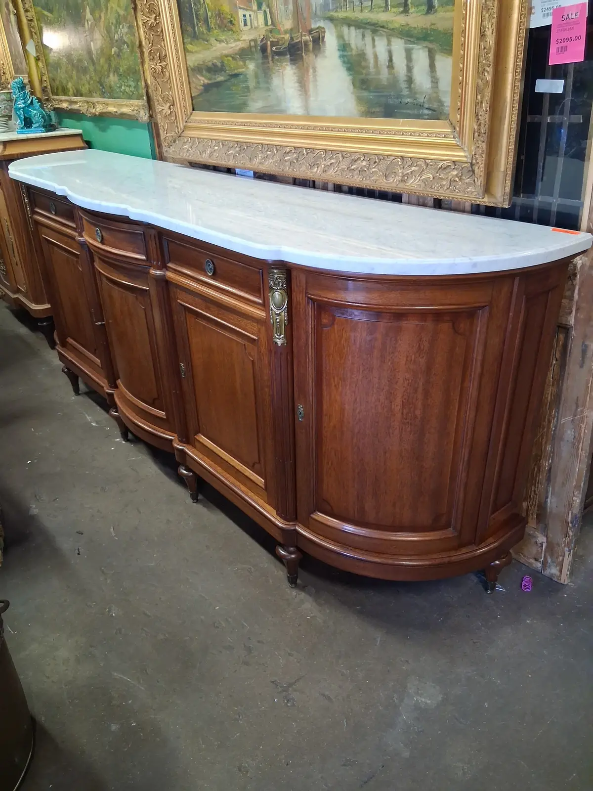 Louis Xvi White Marble Top 5 Door Sideboard 1
