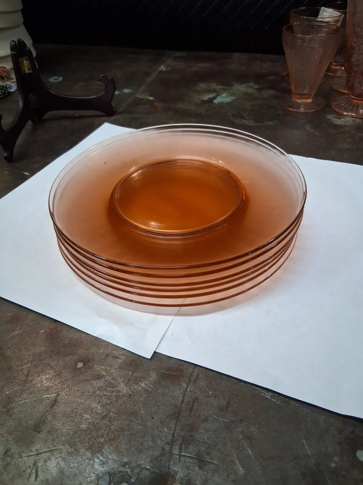 Set Of 6 Pink Pink Depression Glass Lunch Plates 1