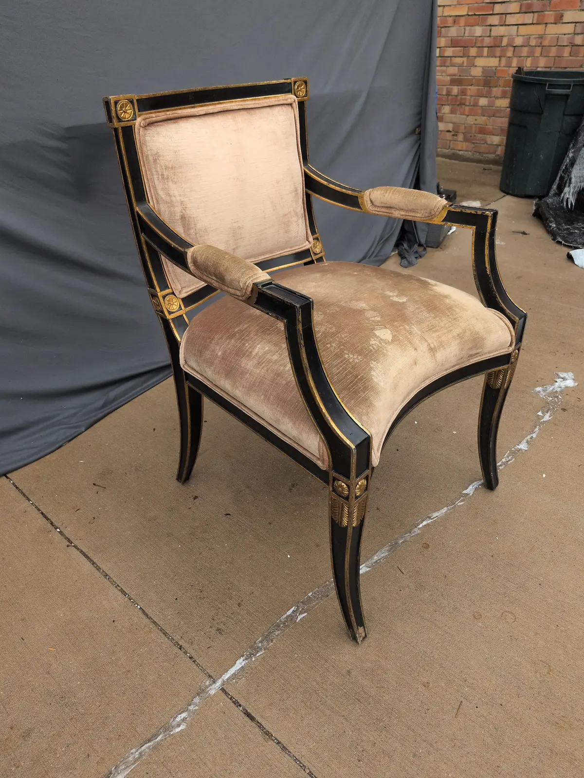 Ebonized Louis Xvi Arm Chair As Found 1