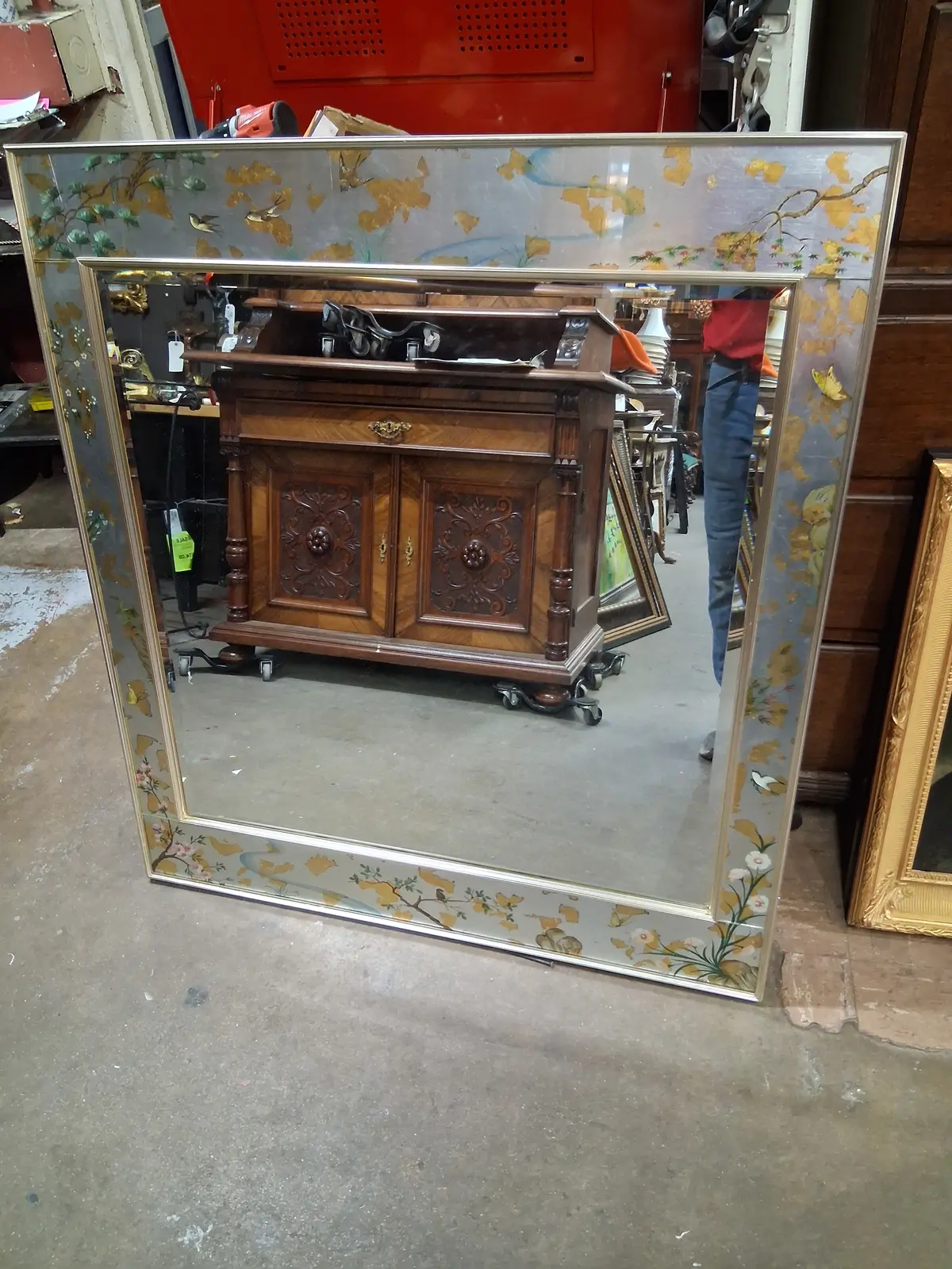 1980S Beveled Mirror With Birds 1
