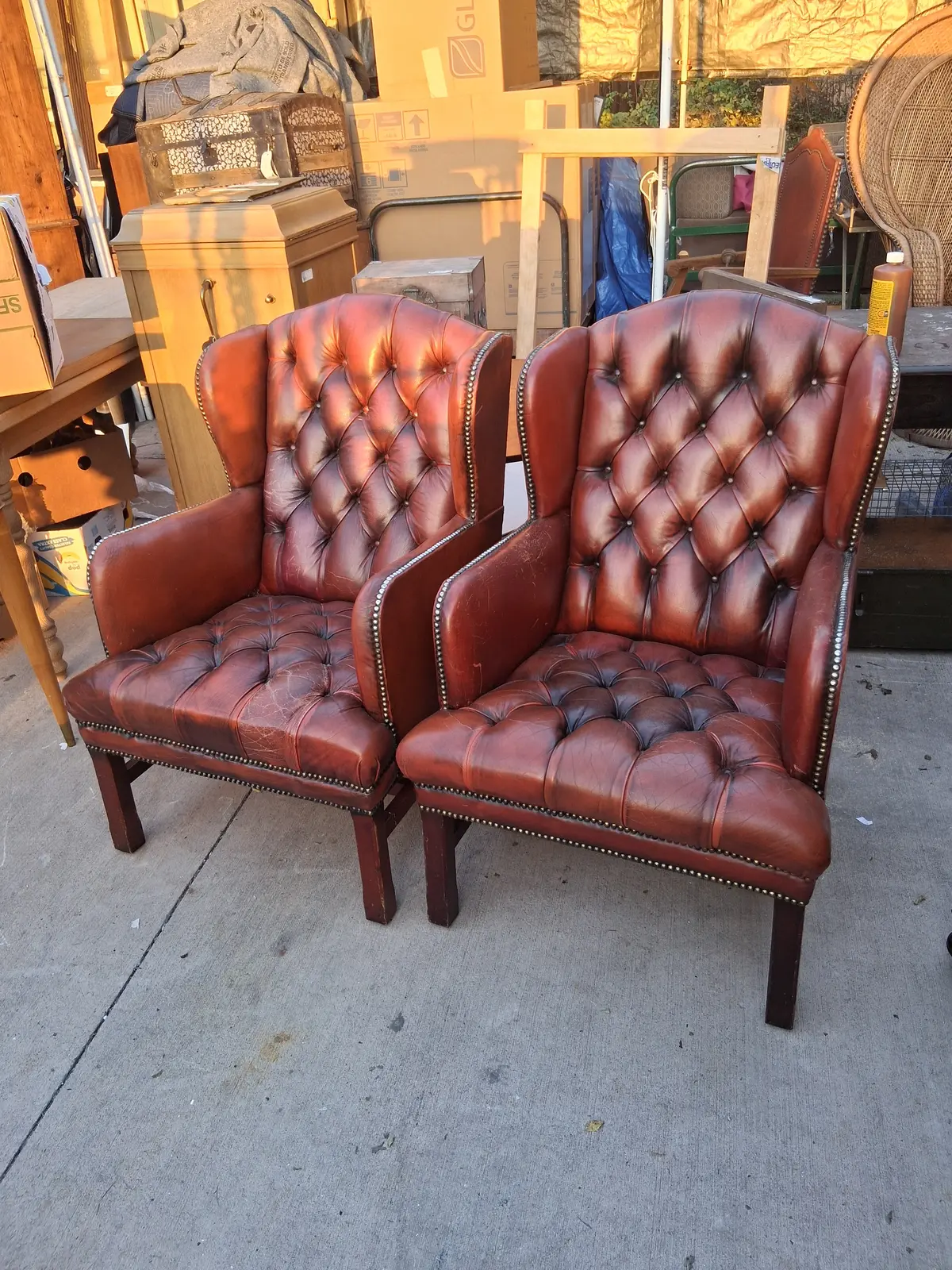 Pair Of Rust Chesterfield Chairs 1