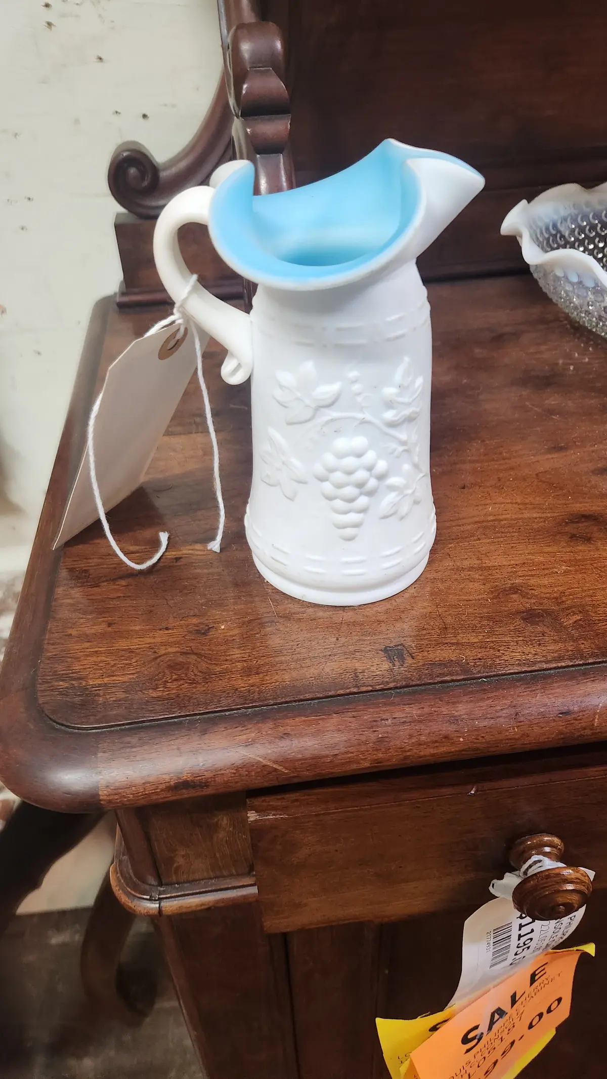 White Glass Vase Blue Glass 1
