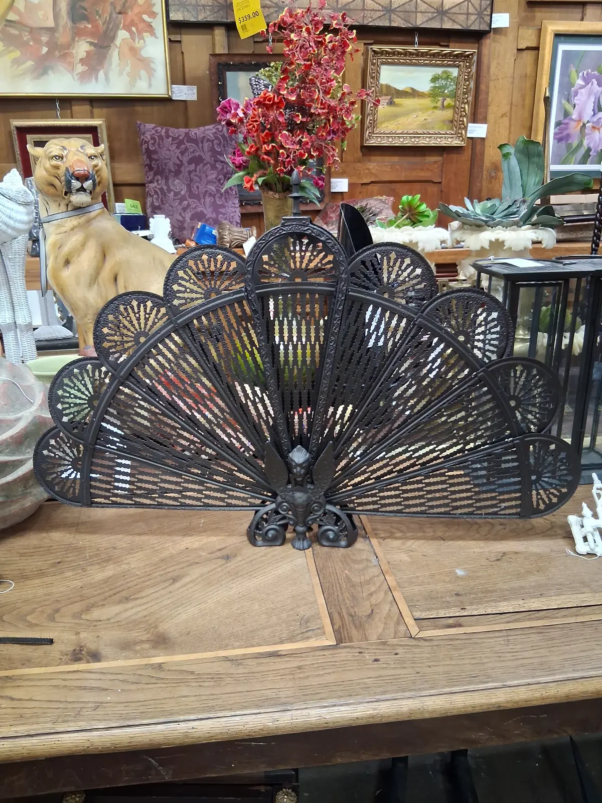 Black Iron Peakock Fire Screen 1