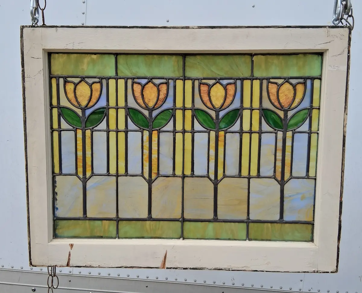 Stained Glass Window With Tulips 1
