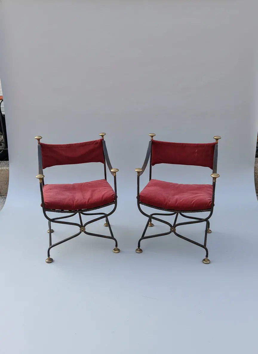 Pair Of Iron Savonarola Chairs 1