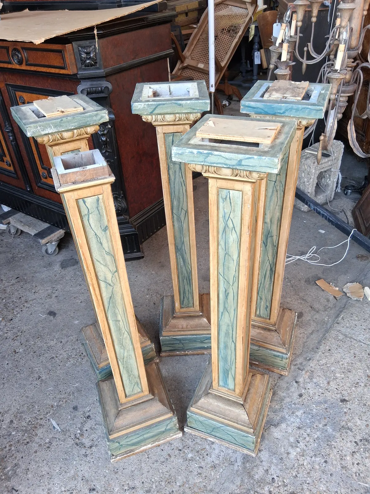 Short Gold And Green Painted Column - Each 1