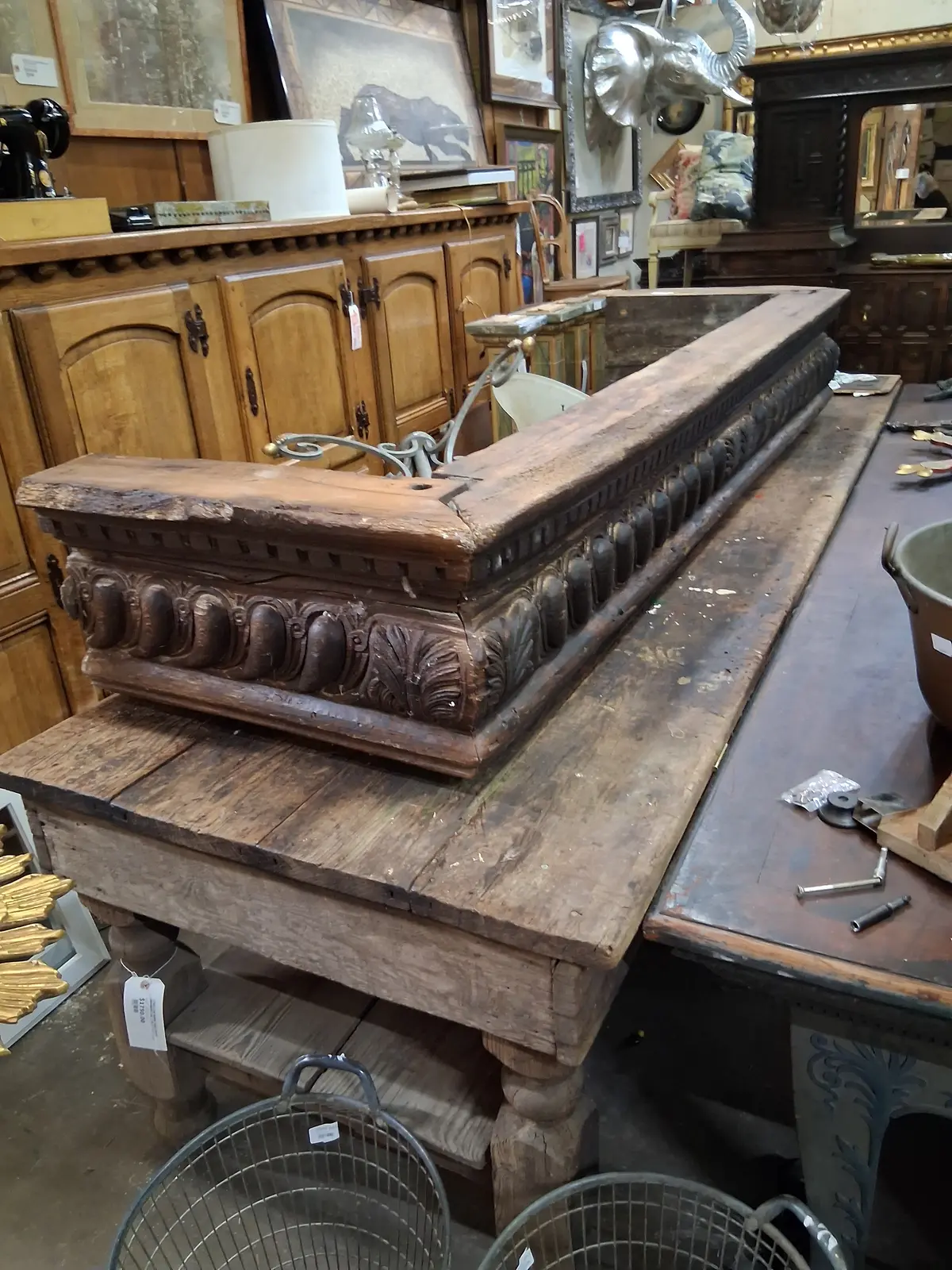 Large Carved Oak Overmantle 1