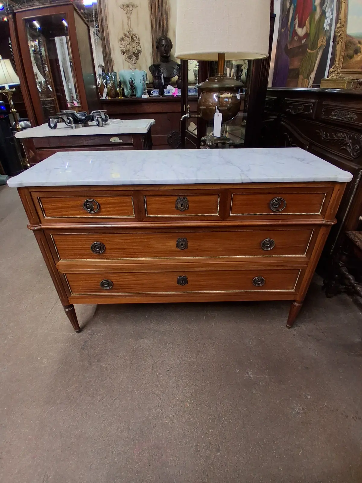 Louis Xvi Marble Top 3 Drawer Chest 1