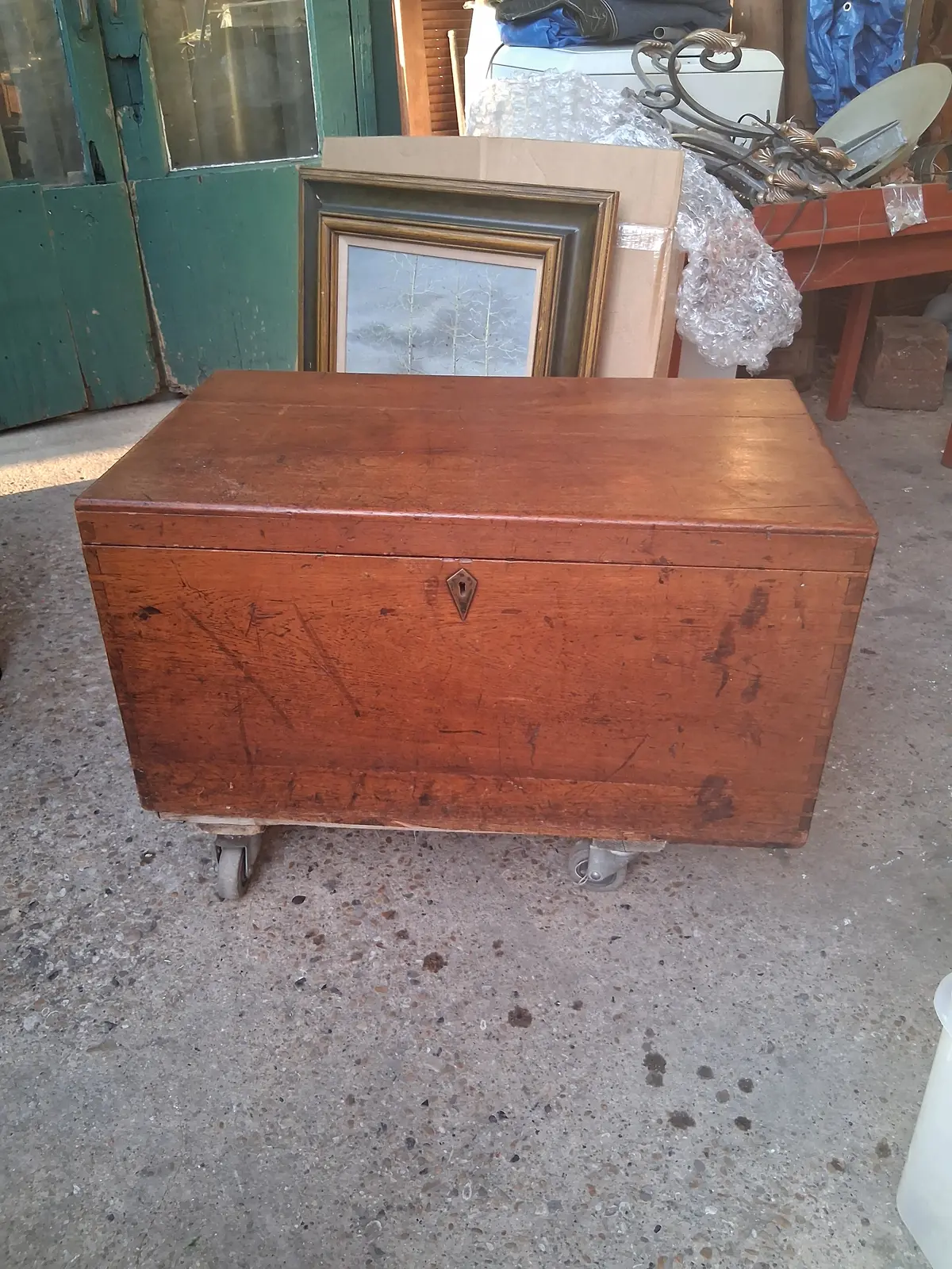 Large Antique Handmade Trunk 1