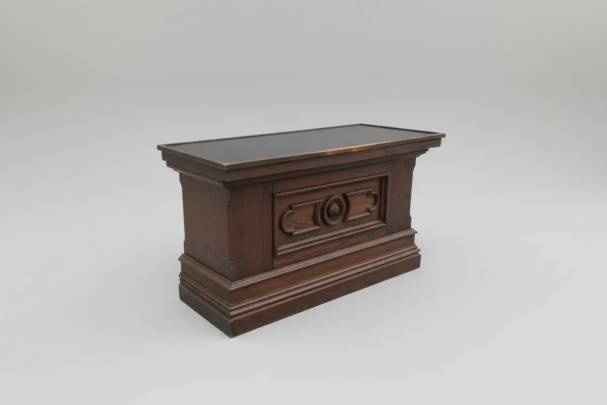 Large Varnished Oak Shop Counter 1