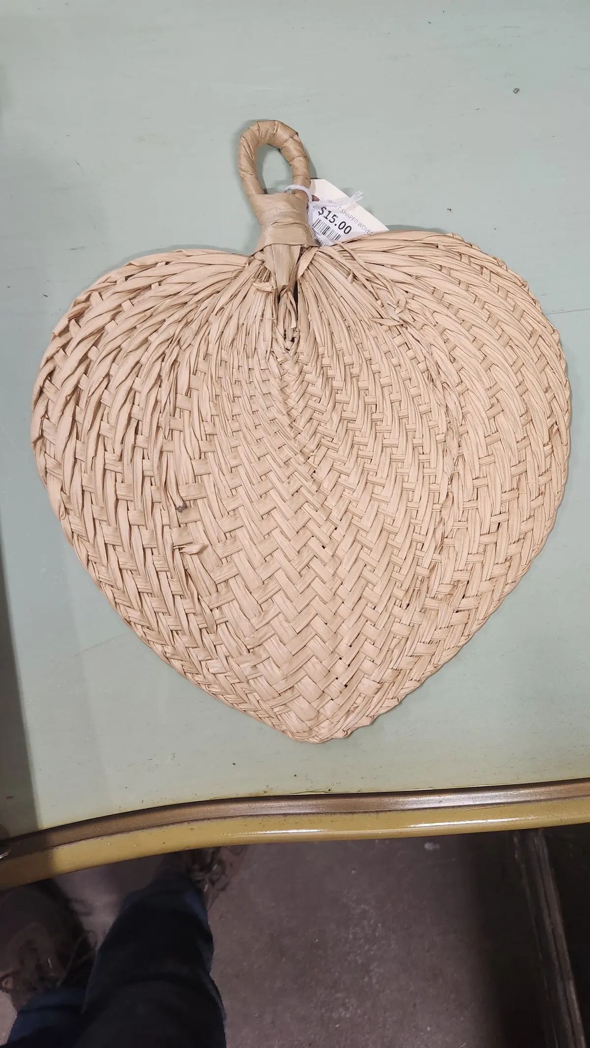 Heart Shaped Woven Hand Fan - Each 1