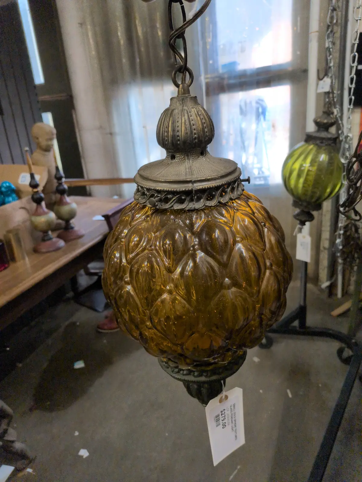 Small Gold Sphere Textured Glass Pendant Light 1