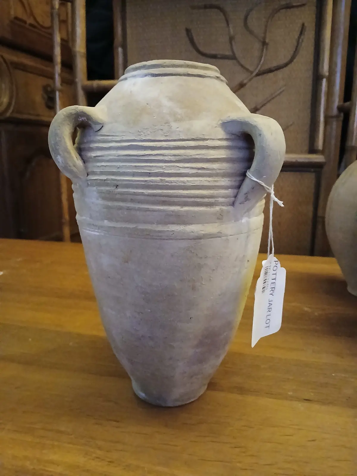 Ribbed Clay Vase With Handles 1