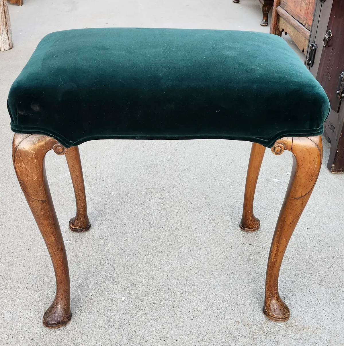 Green Queen Anne Vanity Bench 1