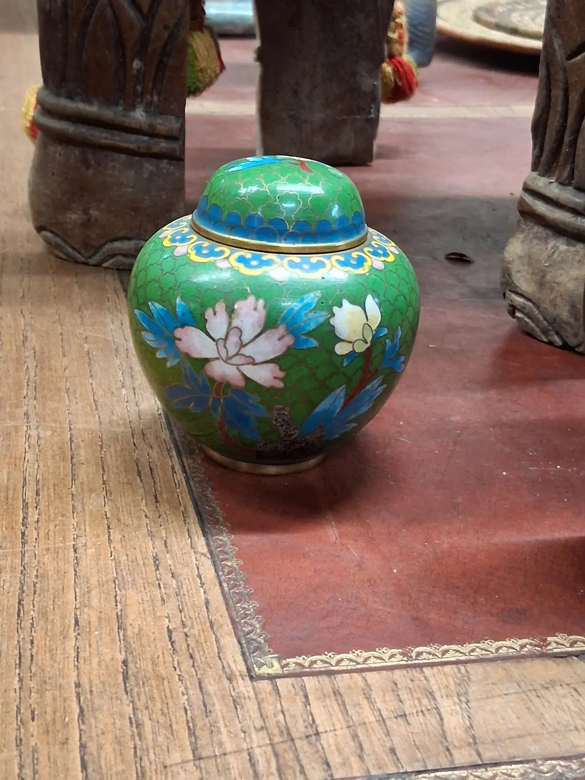 Small Green Cloisonne Ginger Jar 1