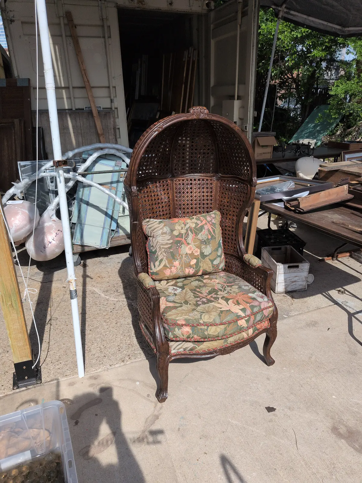 French Double Caned Hooded Chair 2