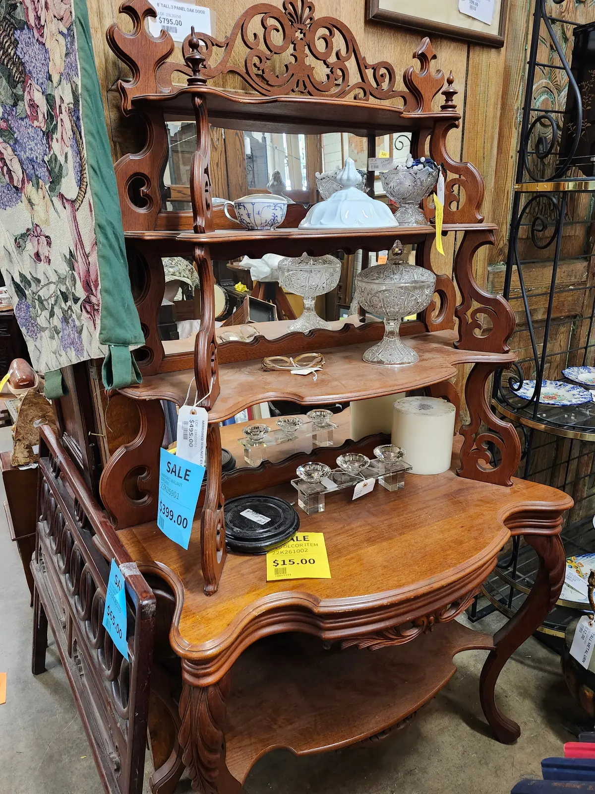 Mirrored Walnut Etagere 1